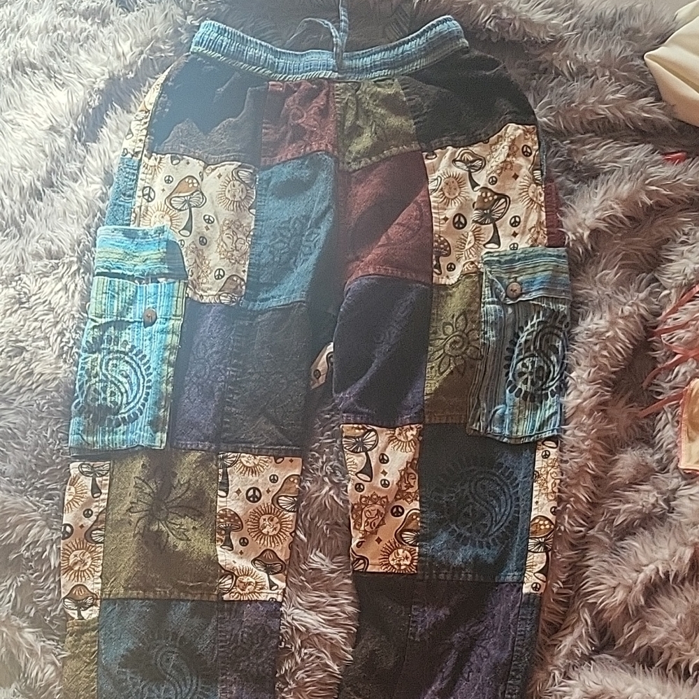 Patchwork Cargo Pants With Pockets - image 1